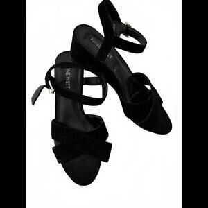 Worn ONCE! NINE WEST Black Suede Wedge Sandals